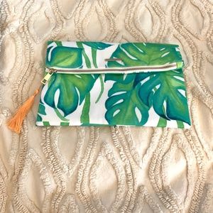 PuraVida Tropical Leaf Fold Over Clutch